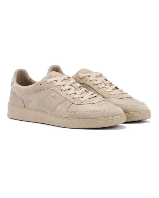 Boss White Suede Leather Sneakers for men