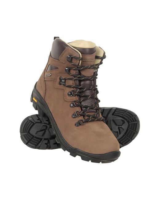 Mountain Warehouse Brown 'Odyssey Extreme' Vibram Boots Nubuck Leather Waterproof Walking Shoes for men
