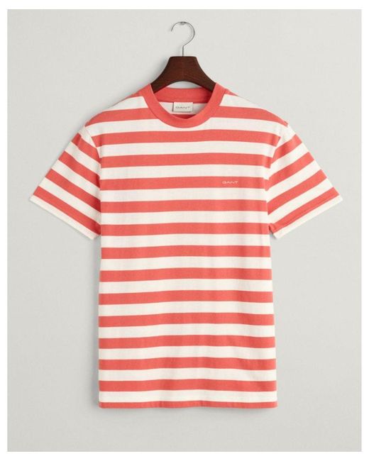 Gant Red Stripe Short Sleeve T-shirt for men