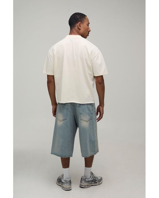 BoohooMAN Gray Oversized Boxy Arizona Print Raw Hem T-Shirt Cotton for men