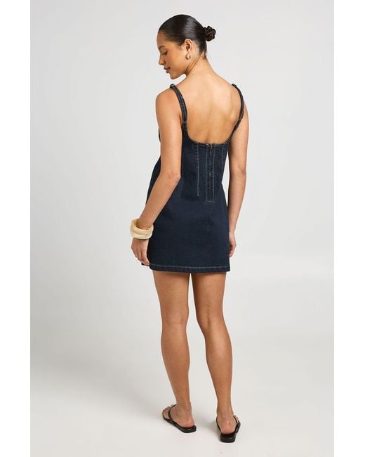 Boohoo Blue Strappy Denim Mini Dress