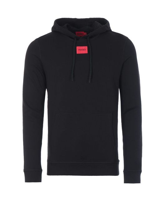 HUGO Blue Logo Patch Sustainable Hooded Sweatshirt for men