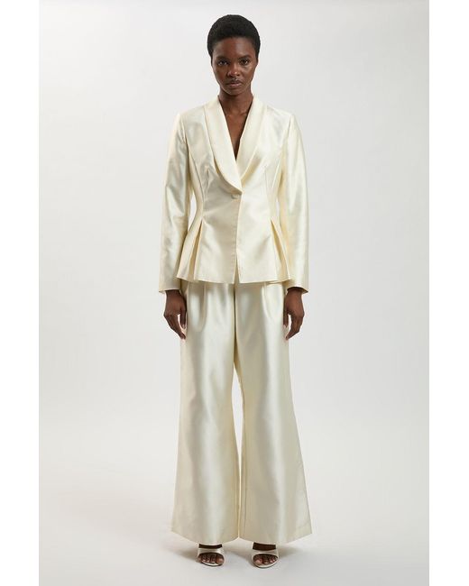Karen Millen Natural Structured Satin Tailored Trouser