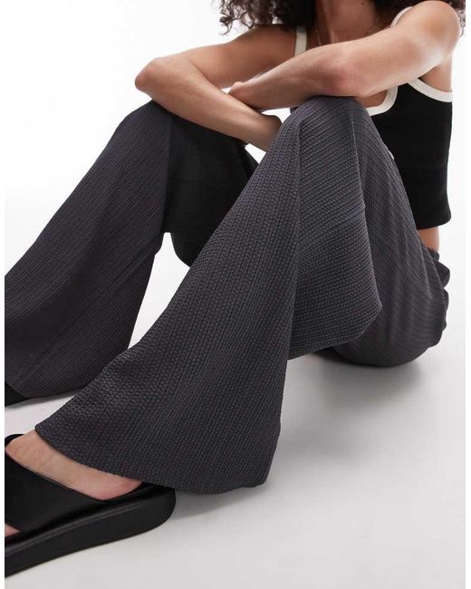 TOPSHOP Blue Casual Plisse Trouser