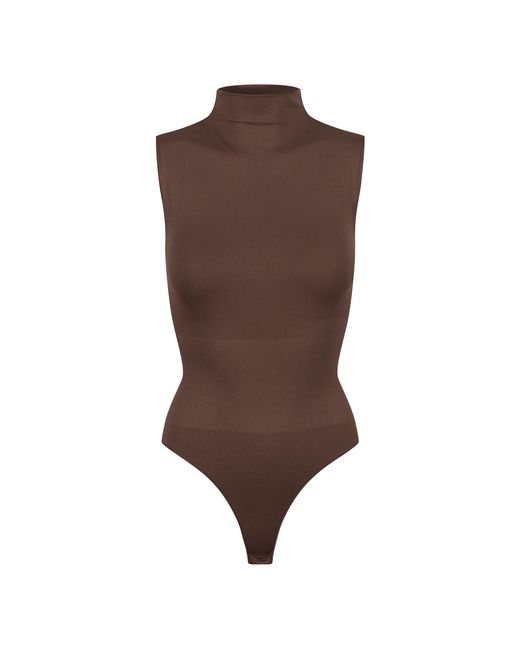 Ruey Brown Ladies Essentials Sleeveless Turtleneck Bodysuit Sculpting Recycled Stretch Fit