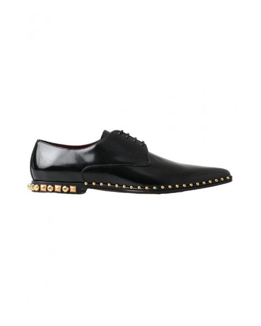 Dolce & Gabbana Black Derby Studded Leather Shoes for men