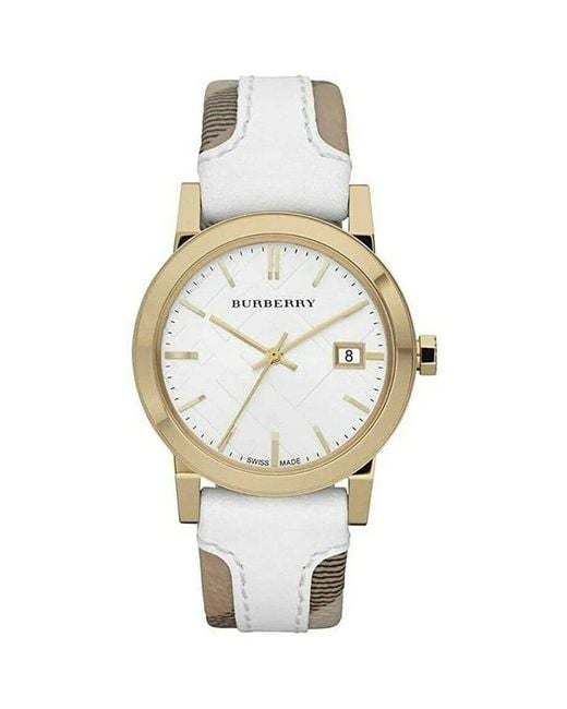 Burberry Metallic Bu9110 Leather Large Check Watch