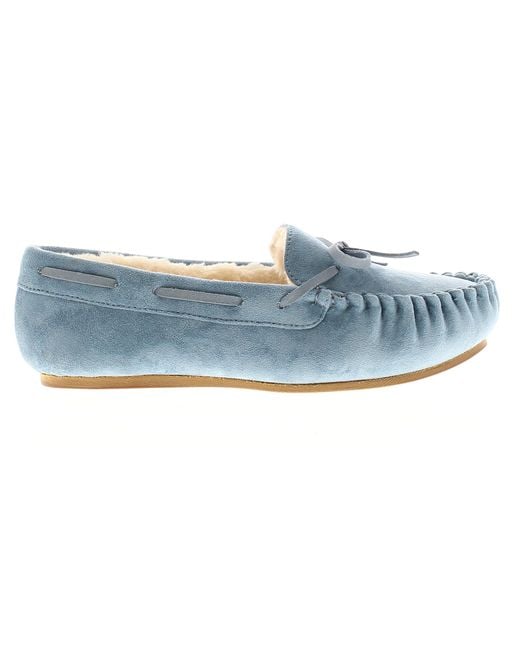 Strollers Blue Moccasin Slippers Faux Fur Matilda Micro Fibre