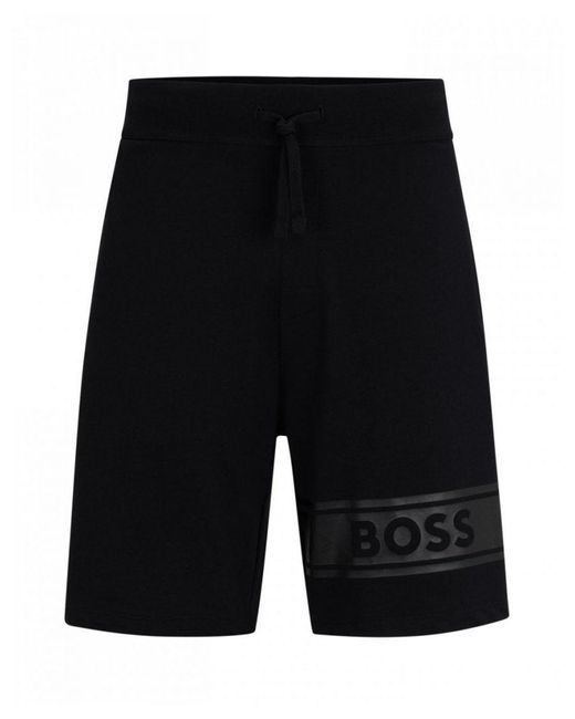 Boss Black Boss Authentic Cotton-Terry Drawstring Lounge Shorts With Logo Print for men