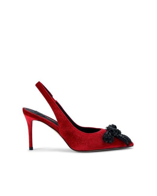 Kurt Geiger Red Velvet Belgravia Bow High Sling Heels