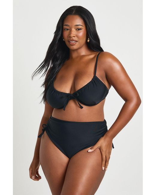 Boohoo Blue Plus Swimwear Essentials Tummy Control High Waist Brief