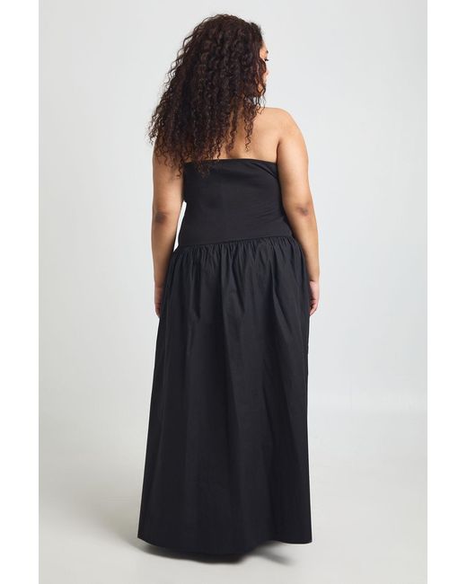 Boohoo Blue Plus Rib Cotton Mix Dropped Hem Maxi Dress
