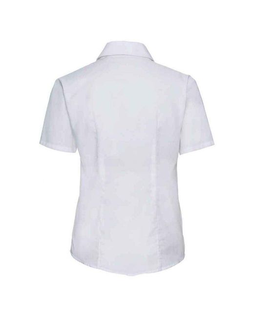 Russell White Collection /Ladies Oxford Short-Sleeved Shirt