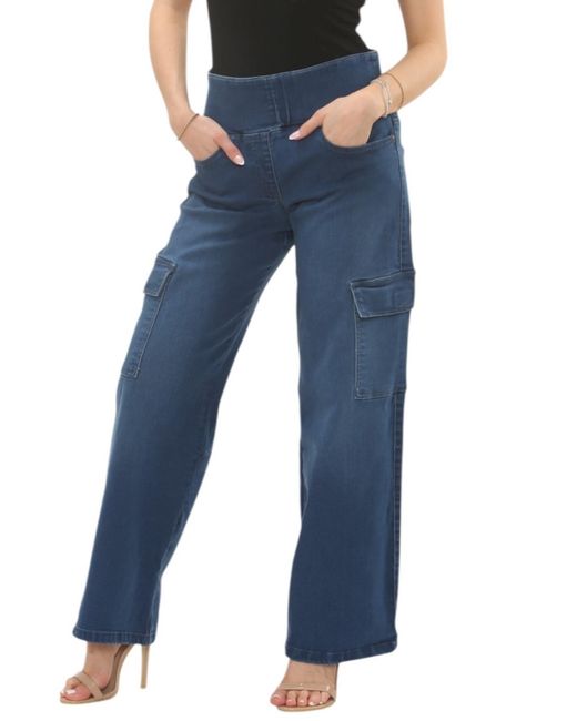 MYT Blue Tummy Control Wide Leg Cargo Jeans