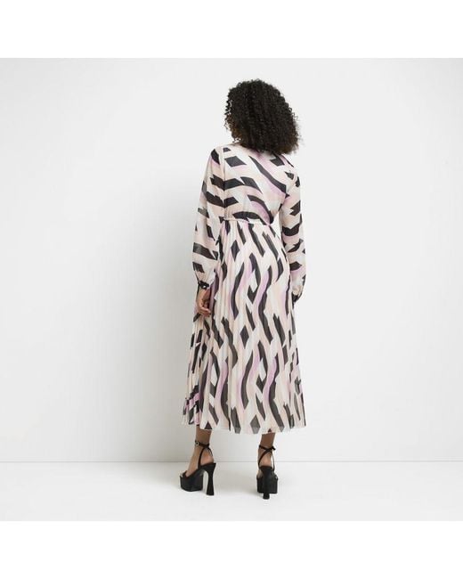 River Island White Maxi Dress Print Long Sleeve