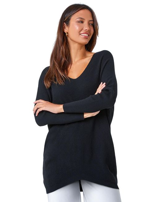 Roman Black Animal Print Tie Back V-Neck Jumper