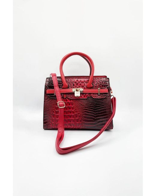 SVNX Black Crocodile-Print Handbag