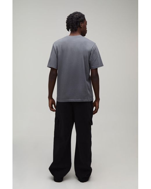 BoohooMAN Black Wide Fit Half & Waistband Cargo Pocket Washed Twill Trouser for men