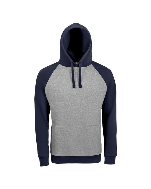 Sol's Blue Seattle Contrast Raglan Hoodie Marl/French)