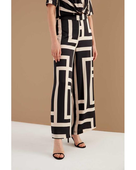 GUSTO Black Labyrinth Pattern Wide Leg Trousers