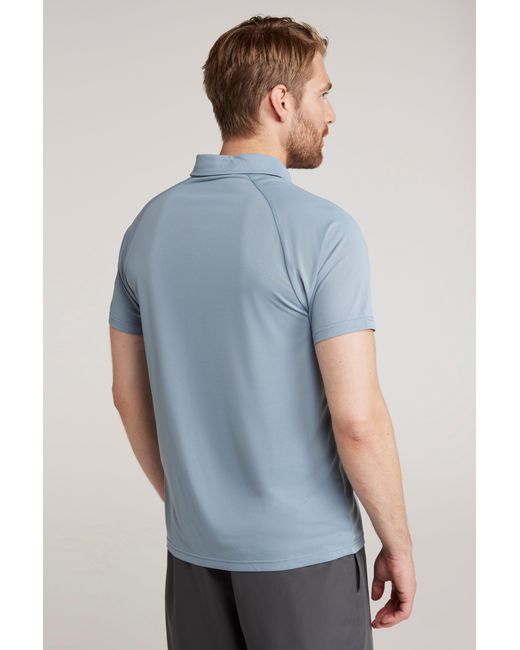 Mountain Warehouse Blue 'Hit' Isocool Polo Shirt Lightweight Breathable Quick Dry Active Outdoor Top for men