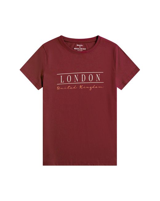 Mountain Warehouse Red Regional London T-Shirt Cotton Sun Protection Breathable Casual Tee for men