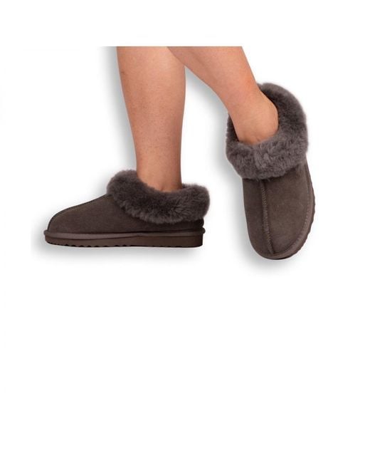 Aus Wooli Brown Australia Sheepskin Wool Traditional Ankle Slippers