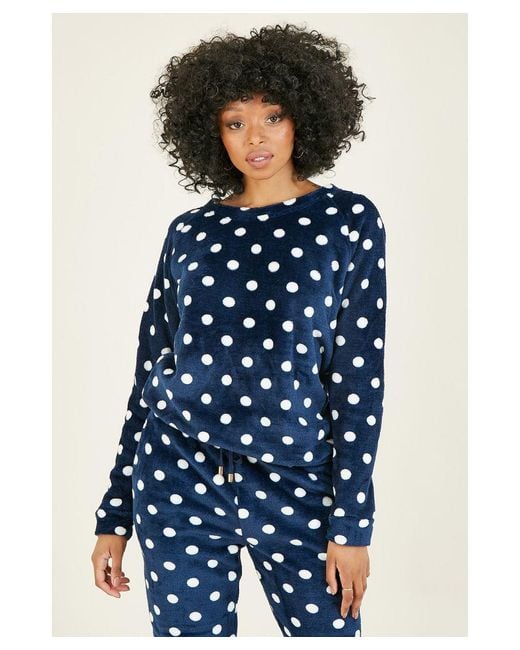 Yumi' Blue Spot Super Soft Fleece Pyjamas