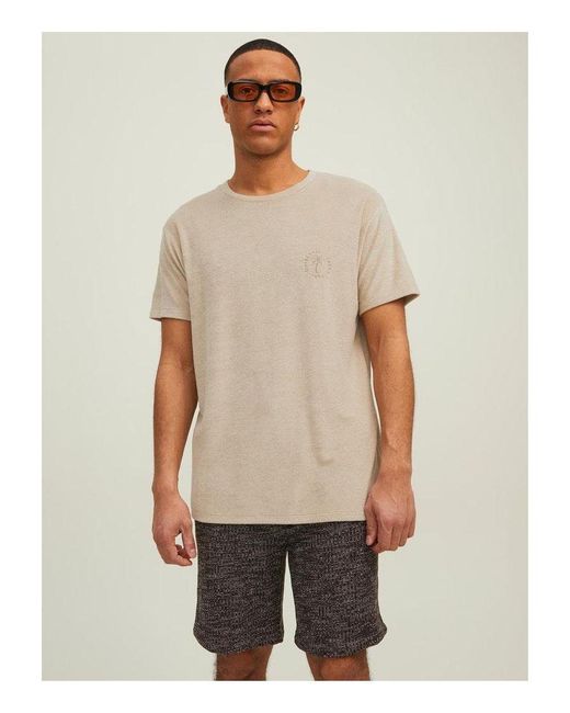Jack & Jones Natural T-Shirts Short Sleeve Designer Crew Neck for men