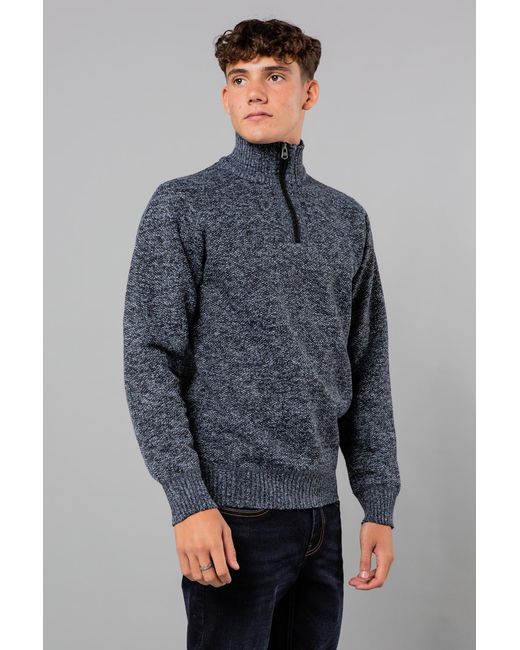 Kensington Eastside Gray Funnel Neck 1/4 Zip Fleece With Sherpa Lining for men