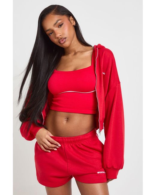Boohoo Sports Club Embroidered Zip Though Hoodie