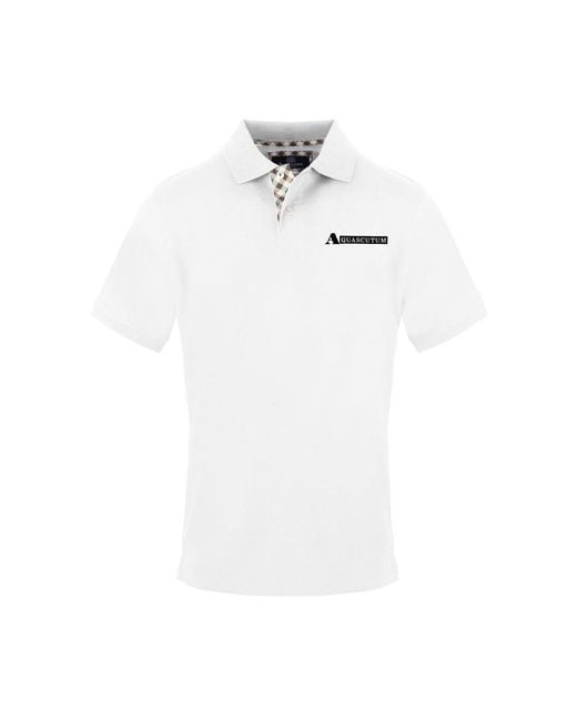 Aquascutum White Collared Neck Short Sleeve Polo Shirt for men