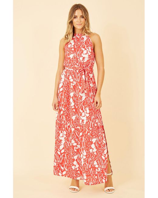 Mela London Pink Animal Print Halter Neck Maxi Dress