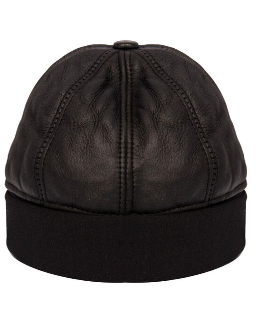 Infinity Leather Black 100% Sheepskin Beanie Hat for men