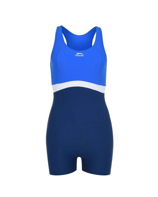 Slazenger Blue Boyleg Swimsuit Nylon