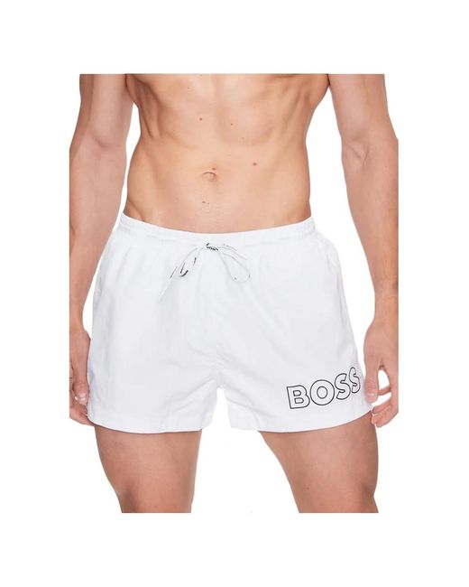 Boss White Swim Trunks Print B for men