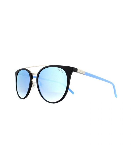 Guess Blue Round Mirror Sunglasses for men