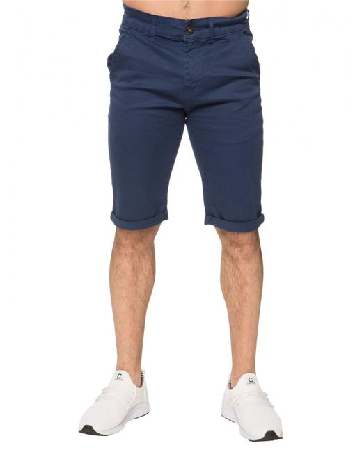 Enzo Blue Slim Fit Stretch Chino Shorts for men