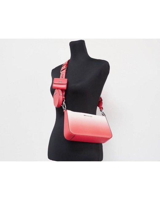 Michael Kors Pink Jet Set Reef Gradient Crossbody Tech Attacht Handbag Purse Leather
