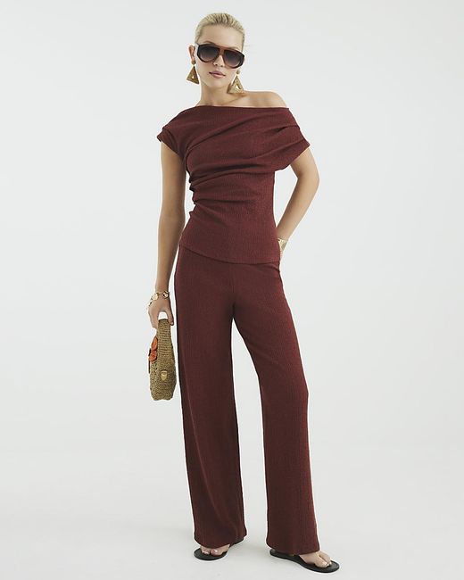 River Island Wide Leg Trousers Textured