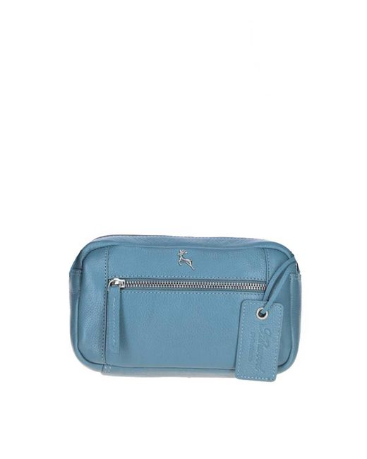 Ashwood Leather Blue 'Cork' Compact Crossbody Bag
