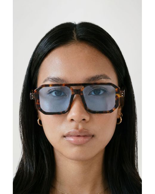 Boohoo Black Oversized Squared Lens Aviator Sunglasses