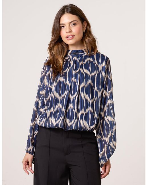 Blue Vanilla Blue Octagon Metallic Blouse