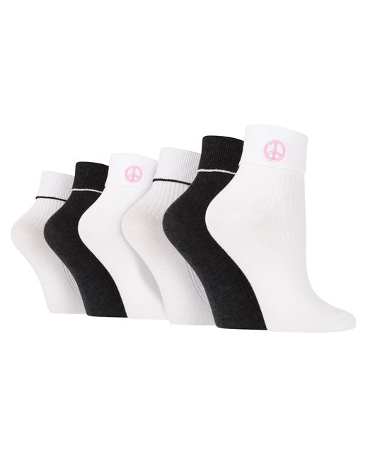 Wildfeet Black 6 Pairs Ladies Lounge Turn Cuff Socks