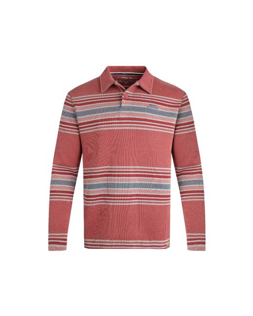 Weird Fish Red Heavyweight Ribbed Rugby Striped Shirt for men