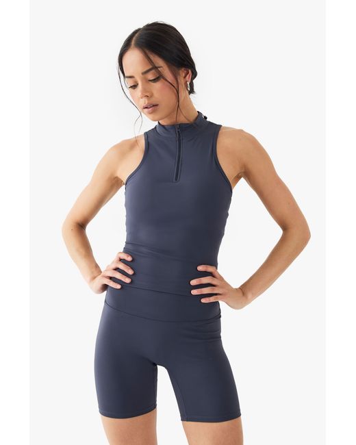DSGN Studio Blue Ultra Sculpt Padded Zip Racer Sports Bra
