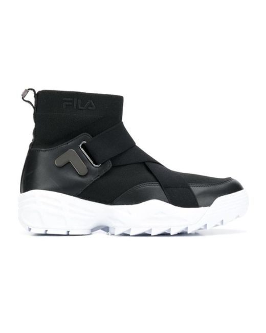 Fila Black Hi Top Sock Shoes