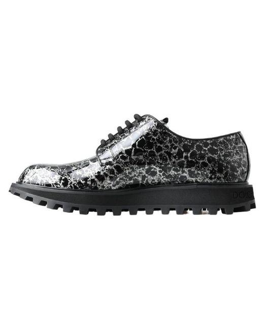 Dolce & Gabbana Black Derby Patent Leather Shoes for men