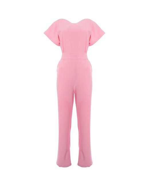 Closet Pink Tie Back Cap Sleeve Jumpsuit