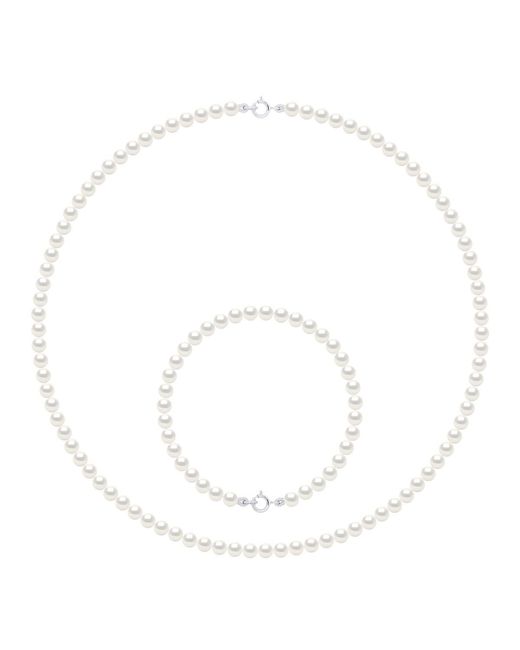 Ateliers Saint Germain White Set Necklace Bracelet Is Made Up Of Of Real Cultured Freshwater Pearls Round 4-5 Mm